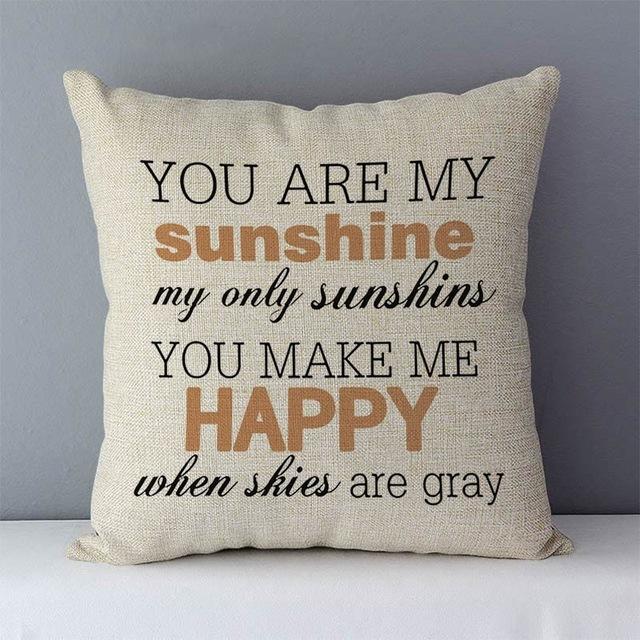 Popular Phrase Words Letters Printed Couch Cushion Home Decorative Pillows 45X45Cm Cotton Linen Square Cushions \"Love You More\