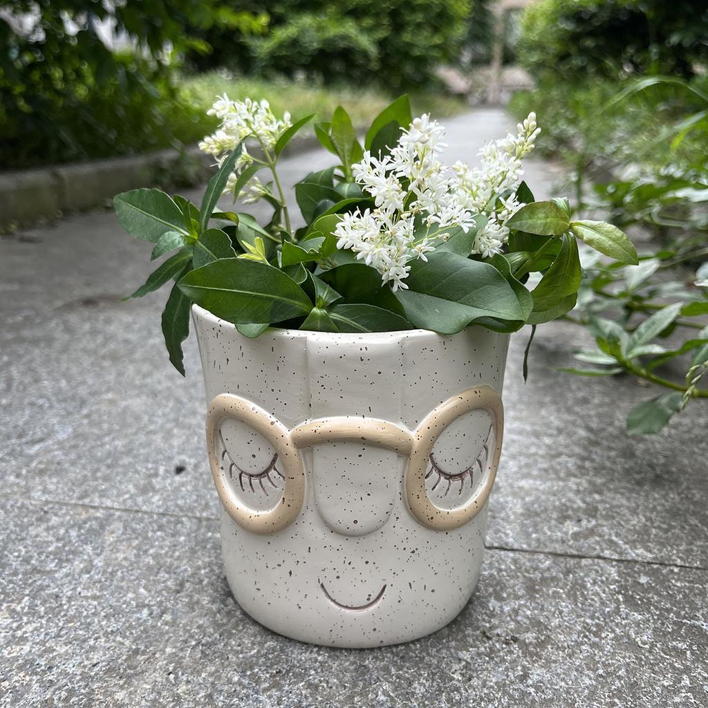 Lustiges Porträt Harz Blumentopf Ornament Dekoration ist geeignet für Hof Garten Haus Balkon