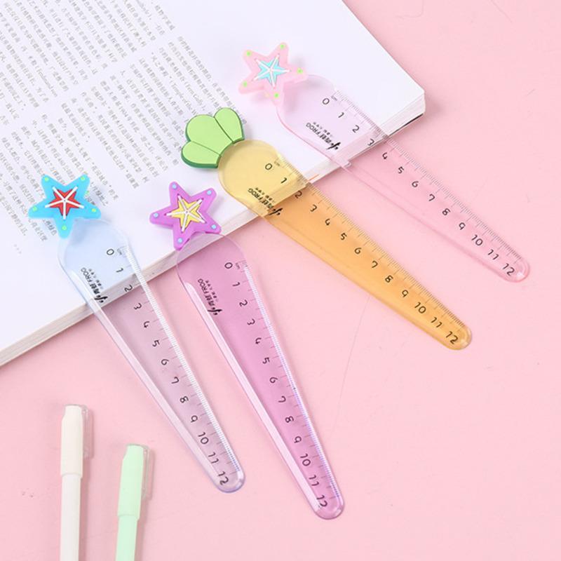 1 Piece Cute Carrot Star Sword Stationery Cartoon Drawing Kitten Straight Plastic Ruler