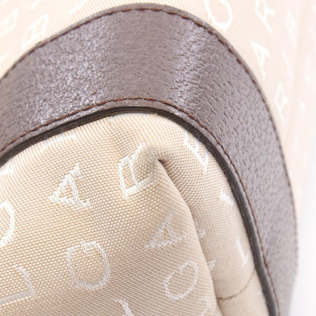 Used BVLGARI Logo Mania Tote Bag Tote Bag Canvas Leather Beige Brown Used Women