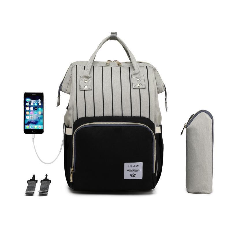 LEQUEEN Lightweight Multifunctional USB Charging Diaper Backpack for Moms