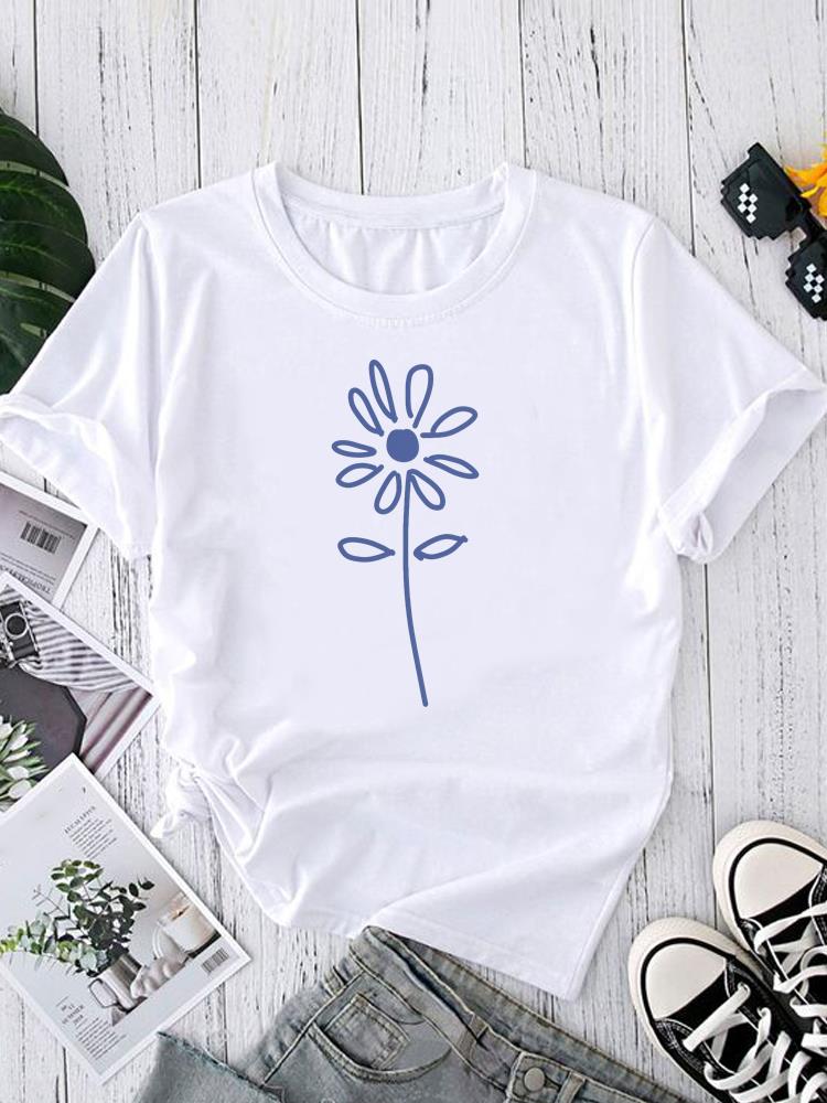 (Asian Size) O-neck Women's Top T Shirt Printed Short Sleeve T-shirts Style Letter Cute Fashion Female Casual Clothing Graphic Tee