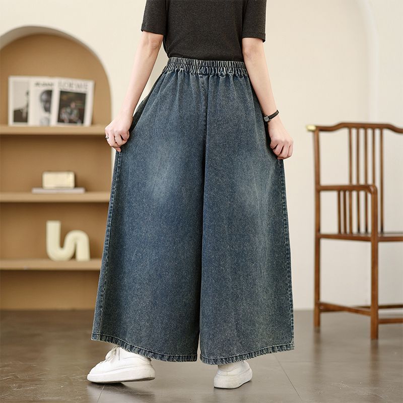 Loose Wide Leg Jeans Pants Female Autumn Casual Streetwear Big Pocket Denim Pants Solid Straight Pants for Women