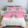 Cute Cat Pattern Comfortable Duvet Quilt Cover Pillowcase Bedding Set Children Bedroom Decoration Home Textile