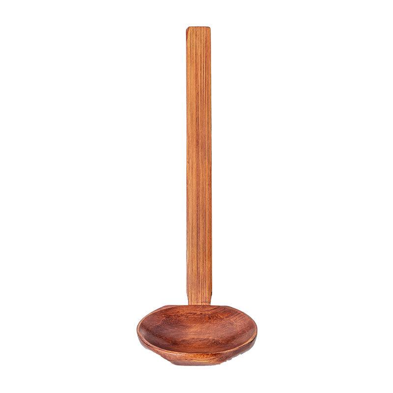 Japanese Retro Wooden Soup Ladle - Long Handle, High-Value Design, Practical for Hot Pot & Ramen