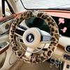 Winter Car Steering Wheel Cover Plush Warm and Antifreeze Car Handle Cover Leopard Print High-end Feel Handle Cover