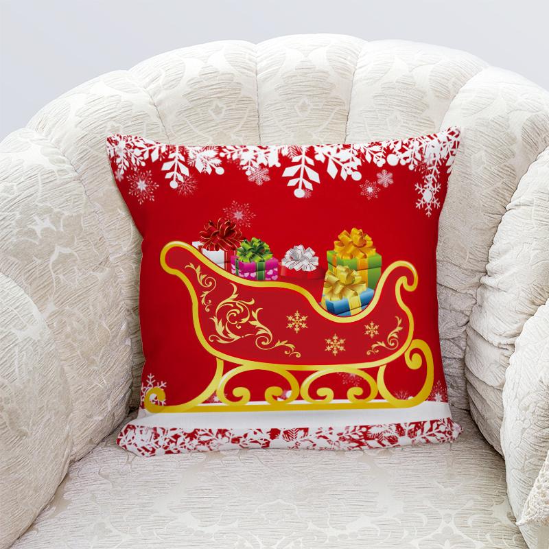 Happy New Year Christmas decorations printed cushion cover home living room sofa decoration pillowcase 45x45cm