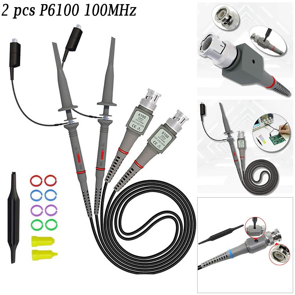 2 pieces of P6100 100MHZ oscilloscope For Alligator clip probe 10 to 1 test