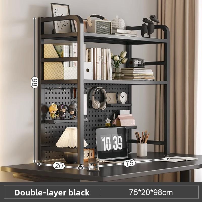 Multi-Layer Desktop Hole Board Storage Rack Stand up Computer Desk Organizer Student Dormitory Bookcase Horizontal Shelf Holder