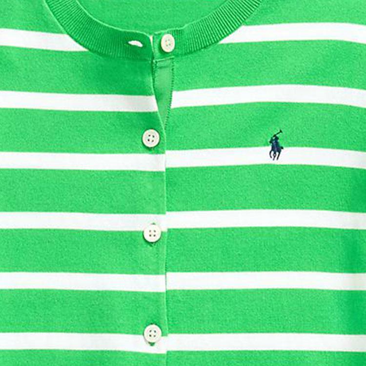 Polo Ralph Lauren Striped Cotton-Blend Cardigan Women Cardigans Green WMPOSWENC020957-300
