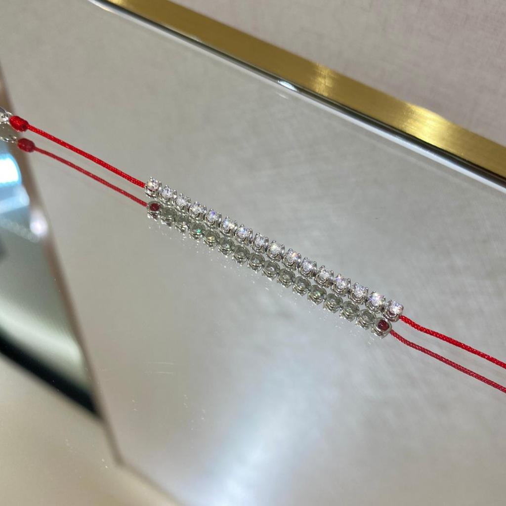 Bubble Diamond S925 Silver Red String Bracelet with 5A High Carbon Diamonds - Year of the Horse Jewelry for Women