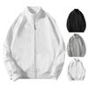 Herren Sportmantel Stehkragen Langarm Reißverschluss Knopfleiste Baseballjacke Einfarbig Loose Fit Laufsport Gym Outwear