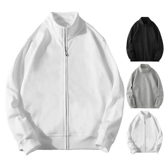 Herren Sportmantel Stehkragen Langarm Reißverschluss Knopfleiste Baseballjacke Einfarbig Loose Fit Laufsport Gym Outwear