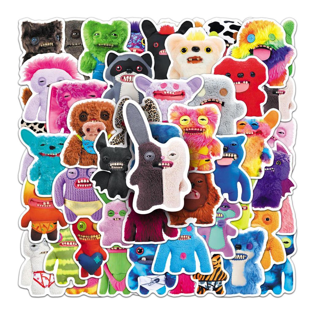 50 FUGGLER Niedliche Zahnmonster-Sticker für Journale, Koffer und Teetassen – Hässlich-süßer Trend.