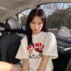 Hello Kitty White Cotton Short Sleeve T-Shirt Women's Summer New Loose Large Size Fat MM Half Sleeve Heavy Top