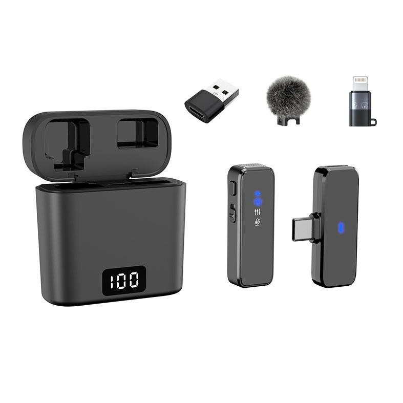 M3 Wireless Collar Clip Dual Microphone with Charging Case and Noise Reduction for Mobile Live Broadcast.