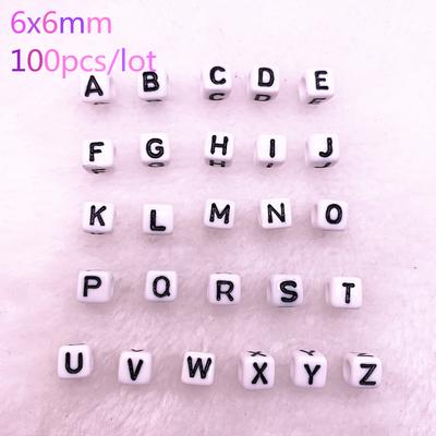 New 100pcs/lot 6x6mm 26 Letter Beads Square Shape Beads Alphabet Letter Charms for Make Jewelry Accessories