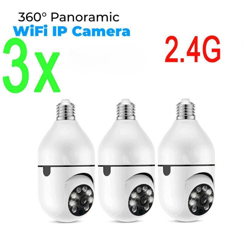 1/2/4 Pcs 2.4Ghz 5Ghz E27 Bulb Wireless Wifi Surveillance Camera Outdoor Night Vision Automatic Tracking 4X Digital Zoom Video Security Camera