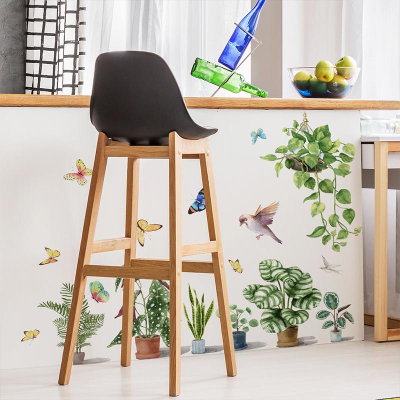 2 Stück Grüne Pflanzen Wandaufkleber Wohnzimmer Schlafzimmer Selbstklebende Dekorative Tapete