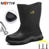 Waterproof Men's Boots Work Safety Shoes Puncture-Proof Security Boots Anti Scald Welding Boots Steel Toe Shoes Leather Boots