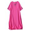 Heavy industry embroidered cotton and linen dress women's 2025 summer new loose and thin round neck five-quarter sleeve temperament medium and long