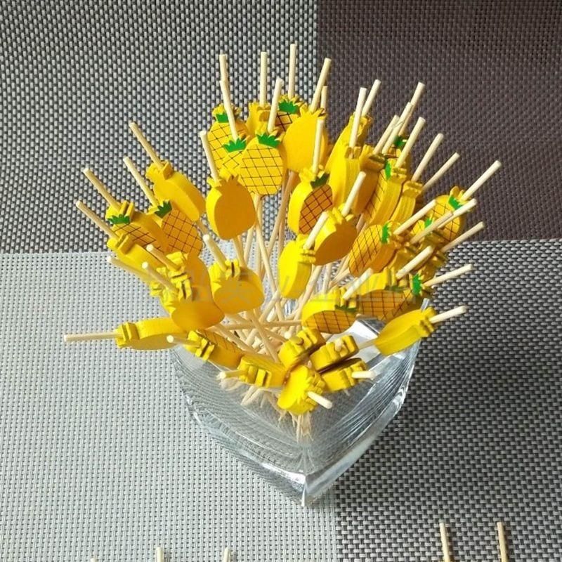 100 Pcs Disposable Bamboo Picks Food Fruit Cocktail Handmade Toothpicks Picnic Party Supplies Decoration.
