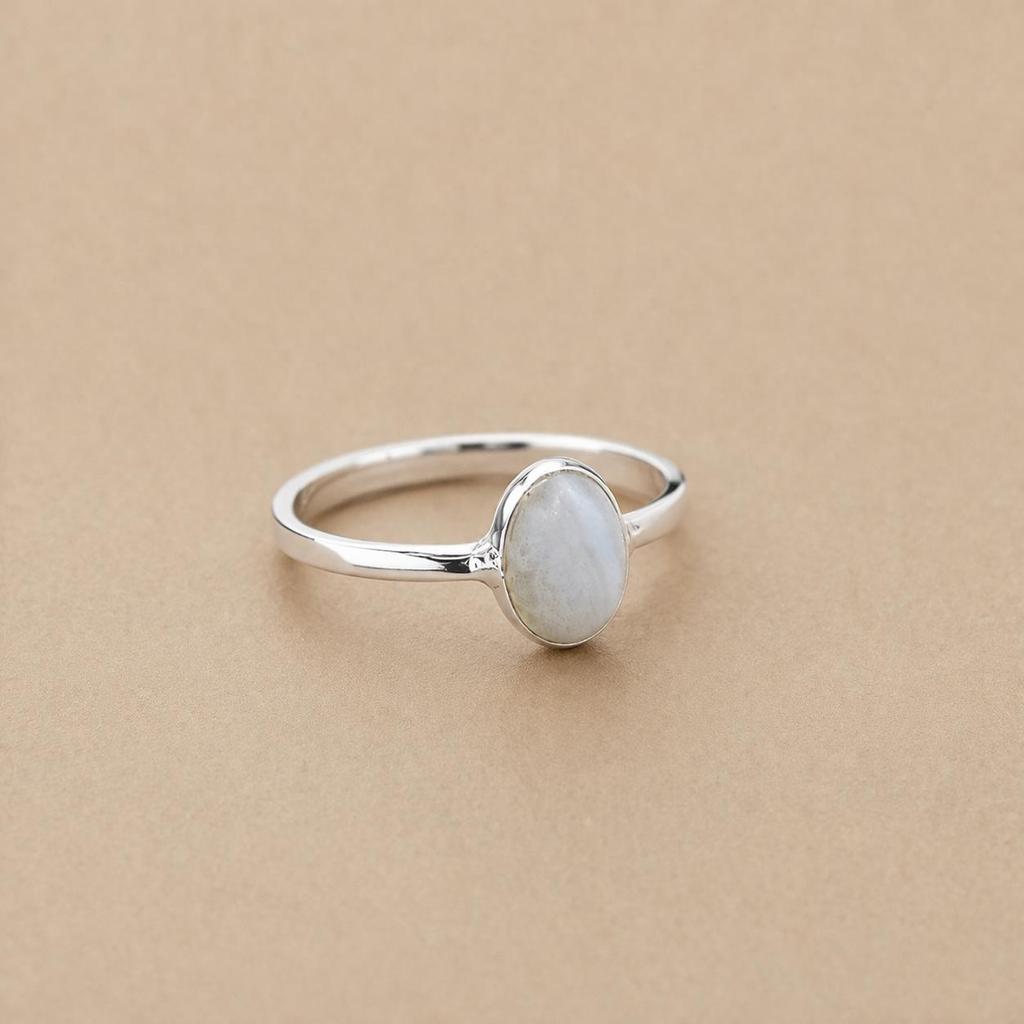 Blue Lace Agate Oval Ring, 925 Sterling Silver Bezel Ring, Statement Gemstone Jewelry