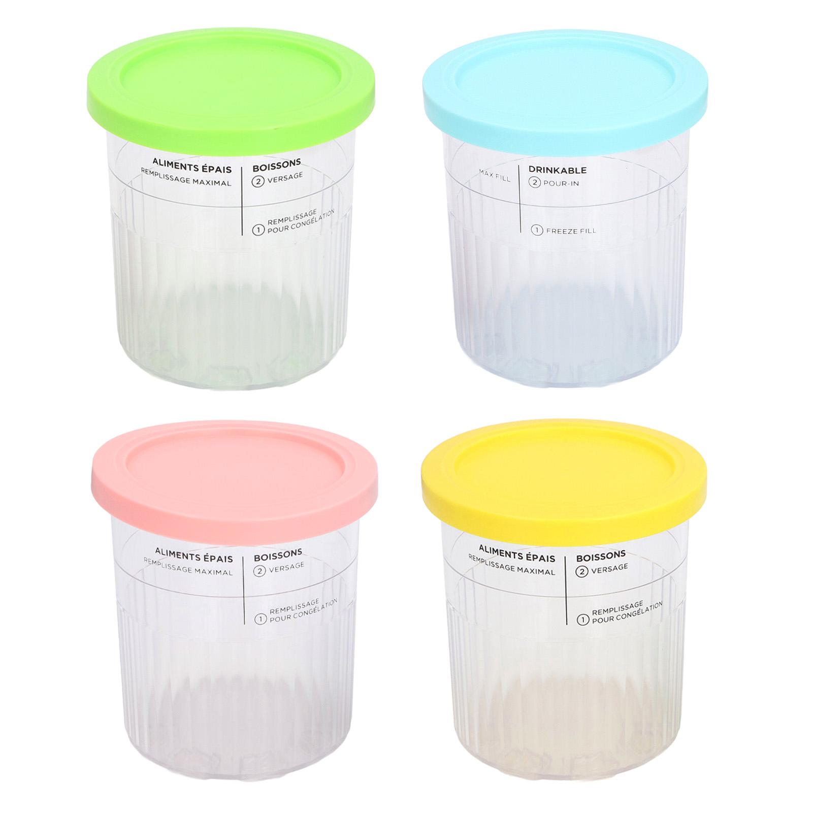 

4 шт. контейнеры для мороженого, подходят для морожениц NC500 NC501, многоразовые пластиковые стаканчики для мороженого с L