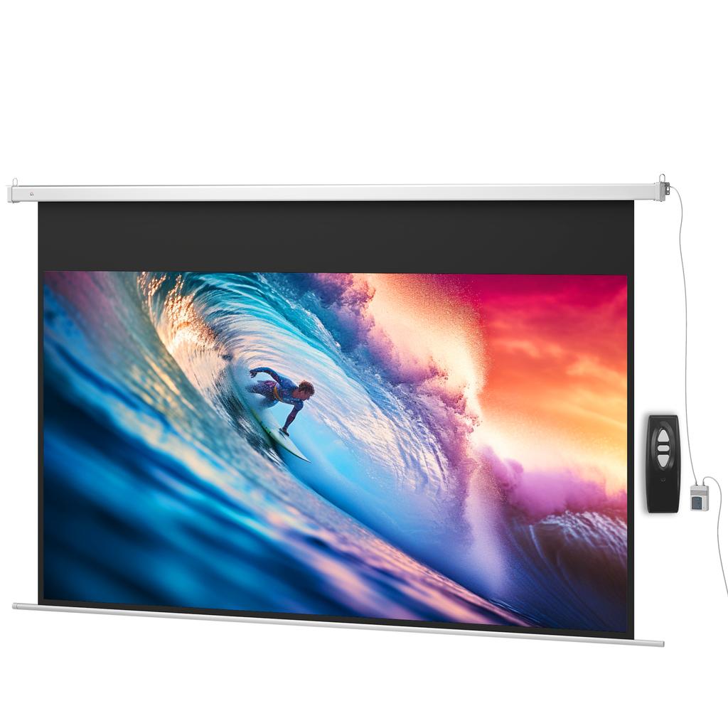 Projector Screen 293 x 193 cm 120 Inch 16:9 HD 4K Electric Projection Screen with Remote Control, White