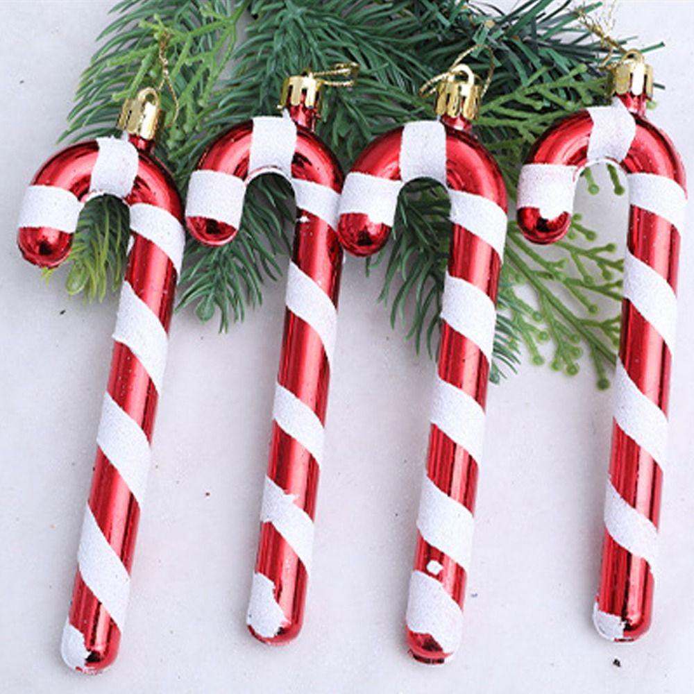 4pcs Colorful Lollipop Cane Pendant Candy Cane Hanging Decor Merry Christmas Decoration