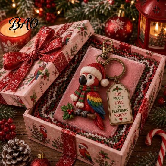 Holiday Keychain Accessories Christmas Santa Claus Keychain, Cartoon Snowman Reindeer Elf Highland Cow Stocking Stuffer Keyring, Xmas Character
