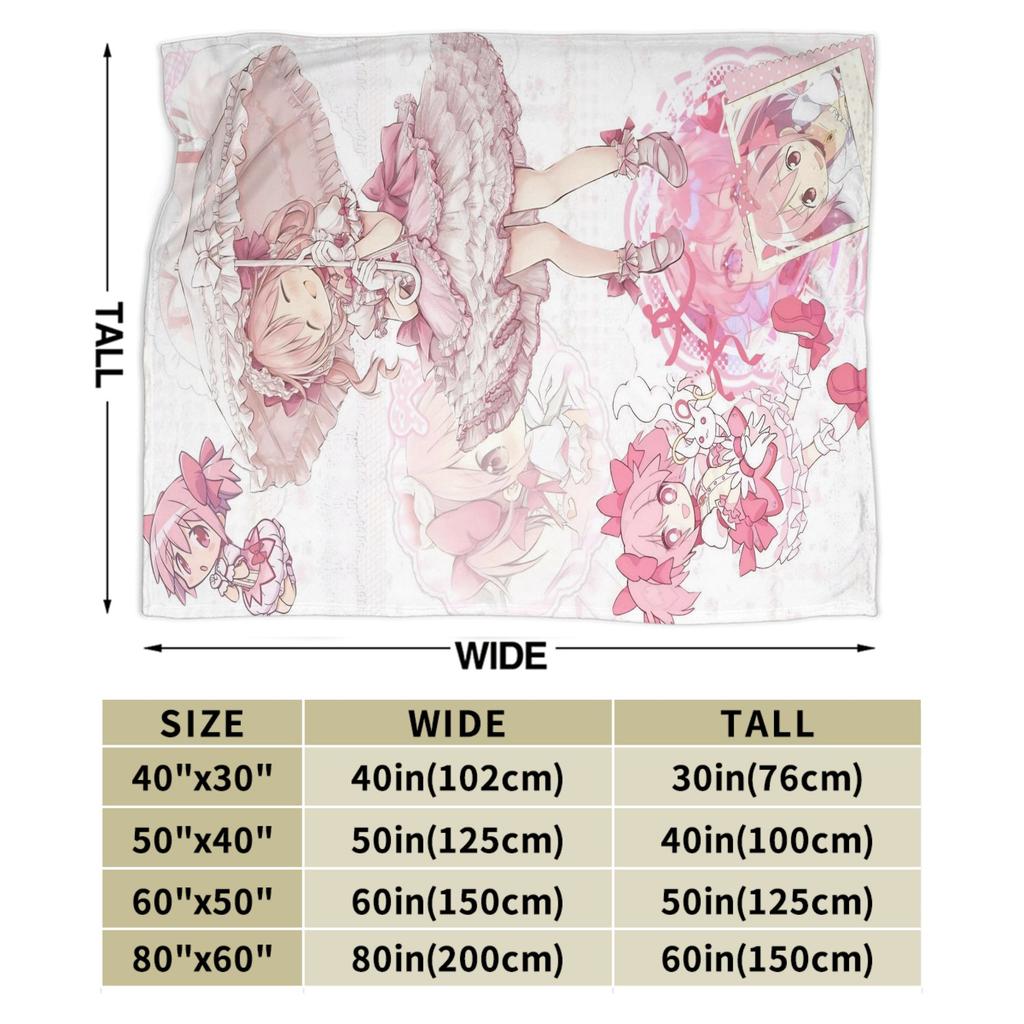 Puella Magi Madoka Magica Blankets Cute Girl Madoka Kaname Wool Novelty Warm Throw Blankets for Coverlet Winter
