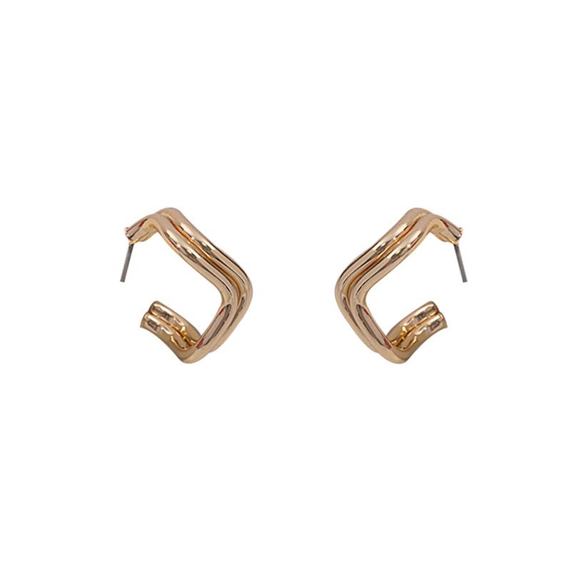 Geometric Irregular Stud Earrings, Niche Simple Cold Wind Earrings, Quadrilateral Open Earrings