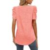 2024 European & American Style Ruched Patchwork V-Neck Short-Sleeve Women's T-Shirt