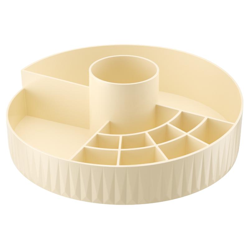 Rotating Cosmetic Storage Box Multi-compartment Dustproof Makeup Organizer for Bathroom Dresser Dorm Use