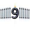 6Pcs 1 to 9 Number Candle For Racers Black and White Checkered Candle Anniversary Truck Candle Cake Topper Festival Candles Cake