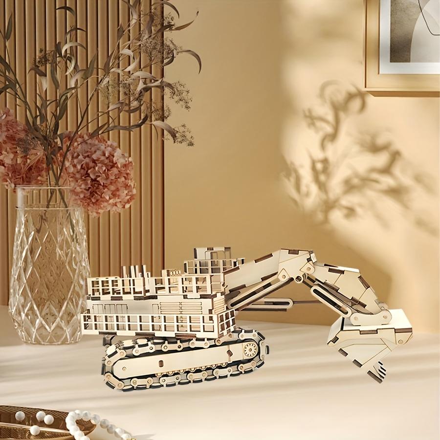 3D Wooden Puzzle for Adults Excavator Wooden Mechanical Model Car Kits to Build Brain Teaser Truck Toys Birthday for Men Boys
