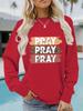 European and American Women's Casual PRAY Print Long-Sleeve Round Neck Sweatshirt Hoodie for Autumn/Winter