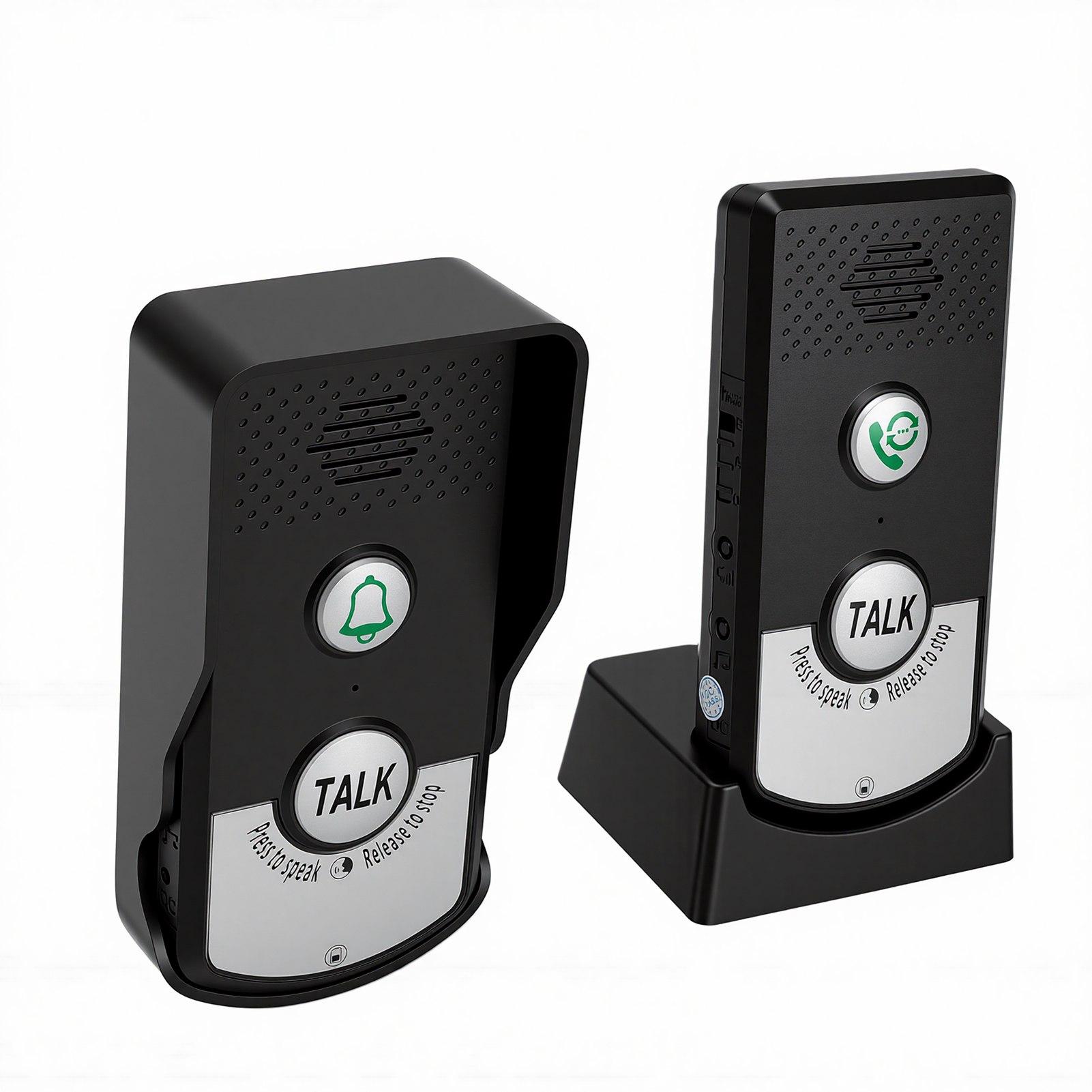 Wireless Doorbell Rechargeable Battery Operated 3280.8ft Range 2 Way Voice Intercom Doorbell for Home Hospital Black чёрный