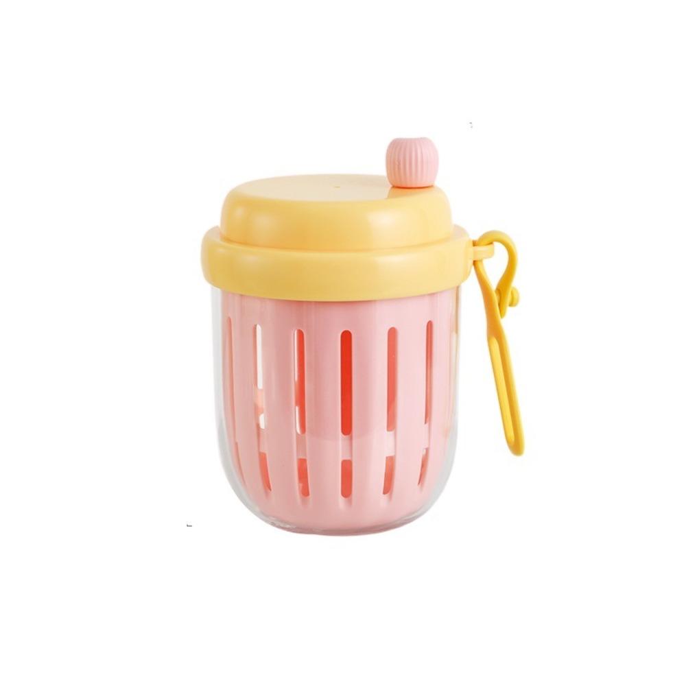 

с вилкой, салатница, двухслойный дренаж, стаканы для завтрака, портативный стакан для фруктов для хранения фруктов розовый