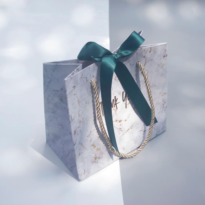 New Accept Private Customization Marble Grey Portable Gift Bag for Party Favors Gift Packaging Box Bag