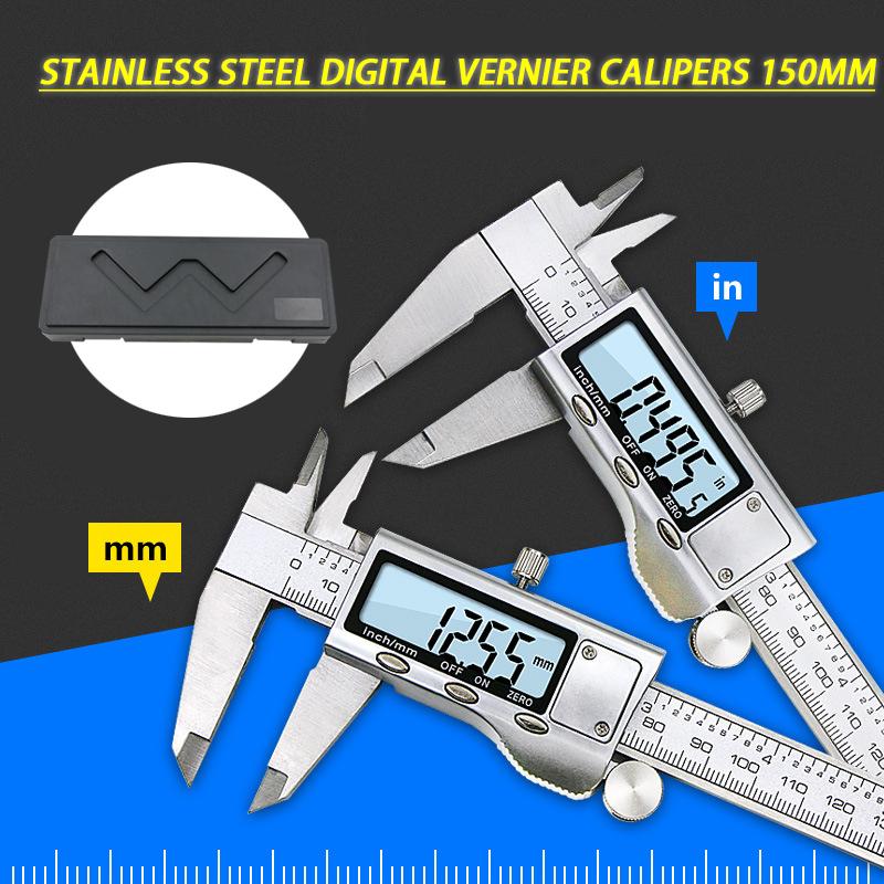0-150mm Vernier Caliper Stainless Steel/Plastic LCD Digital Caliper 6 Inch Instrument Depth Measuring Tools