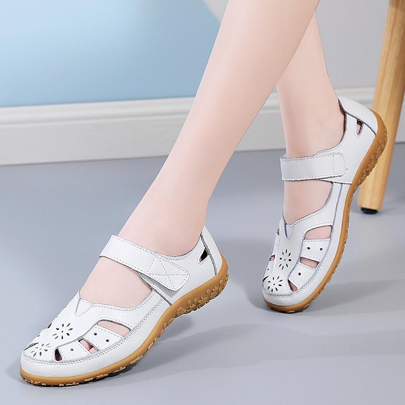 35-41Damen Sommer Übergröße Modische Lochschuhe Lässige Damenschuhe Flache Schuhe Sandalen