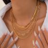 Hip Hop Metal Snake Bone Chain Necklace Punk Style Bead Stacked Necklace Woman