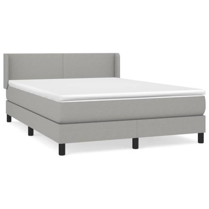 3129545 vidaXL Lit à sommier tapissier avec matelas Gris clair 140x190cm Tissu