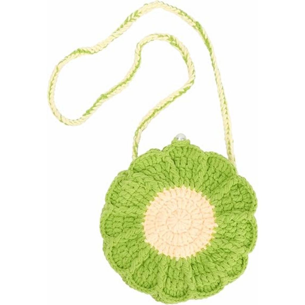 Women Mini Flower Cotton Crochet Crossbody Shoulder Bag Handbag Coin Purse