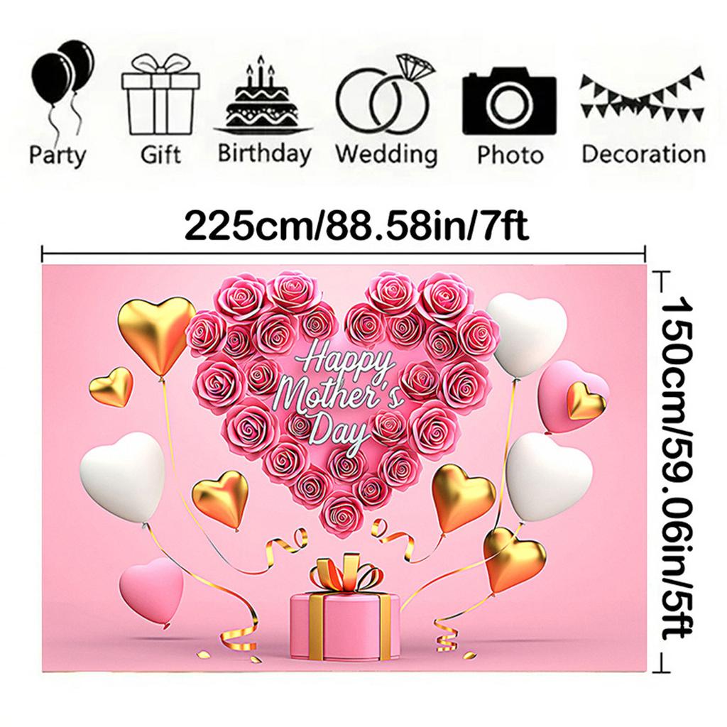 Happy Mothers Day Party Background Thanks Mother Flower Rose Heart Floral Pink Photography Backdrop Photo Studio Props