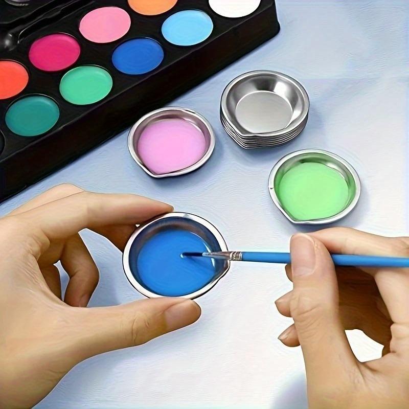 6/12/24pcs Stainless Steel Painting Color Bowls 5cm Oil Paint Trays Paint Color Mixing Cups Color Painting Teaching Tools TMZ