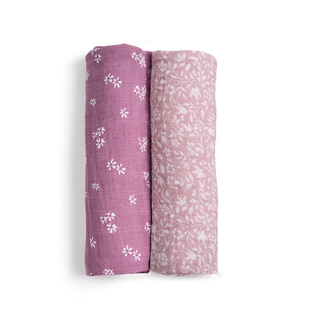 Aiden und Anay Authentisches japanisches Wickeltuch aus Bio-Baumwolle, 2er-Pack, Babygeschenke, Heritage Floral, Heritage Floral, Bio-Wickeltücher ASWO20011