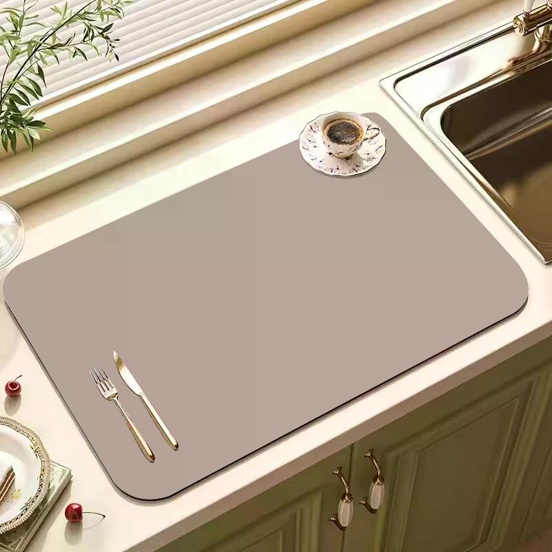 Rubber Coffee Countertop Drain Pad Quick Dry Coffee Dish Cup Drying Mats Kitchen Dining Table Large Absorbent Draining Mat